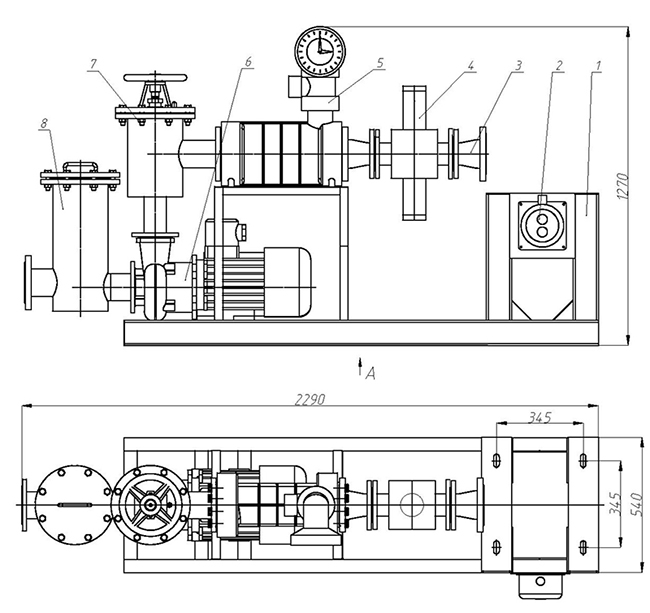 Рис.1. Схематическое изображение насосной установки НУ-80УУ