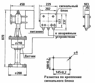 Рис.1.Схематическое изображение сигнализатора давления ветра СДВ-1