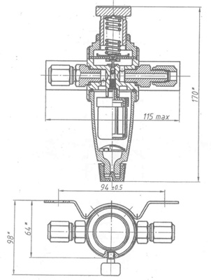 Рис.1. Размеры редукторов РДФ-3М1, РДФ-3М2