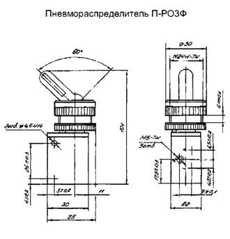 Размеры пневмораспределителя П-РОЗФ